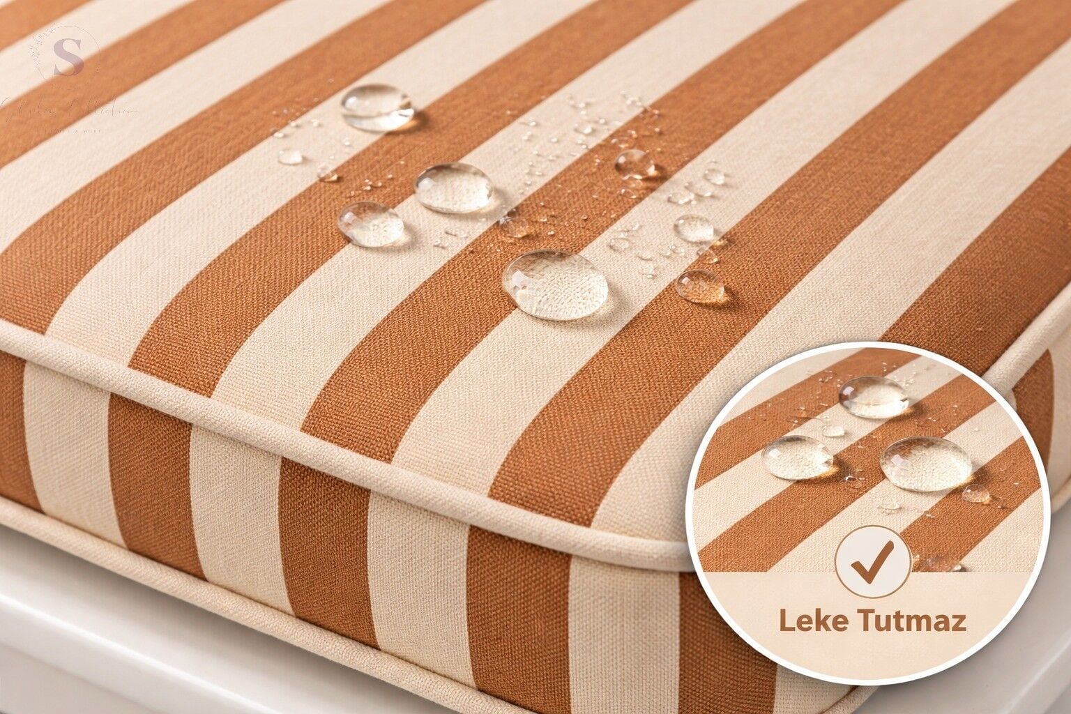 Kahverengi çizgili Sandalye Minderi 40x40x5 cm – Leke Tutmaz Sıvı İtici