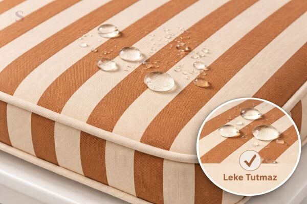 Kahverengi çizgili Sandalye Minderi 40x40x5 cm – Leke Tutmaz Sıvı İtici