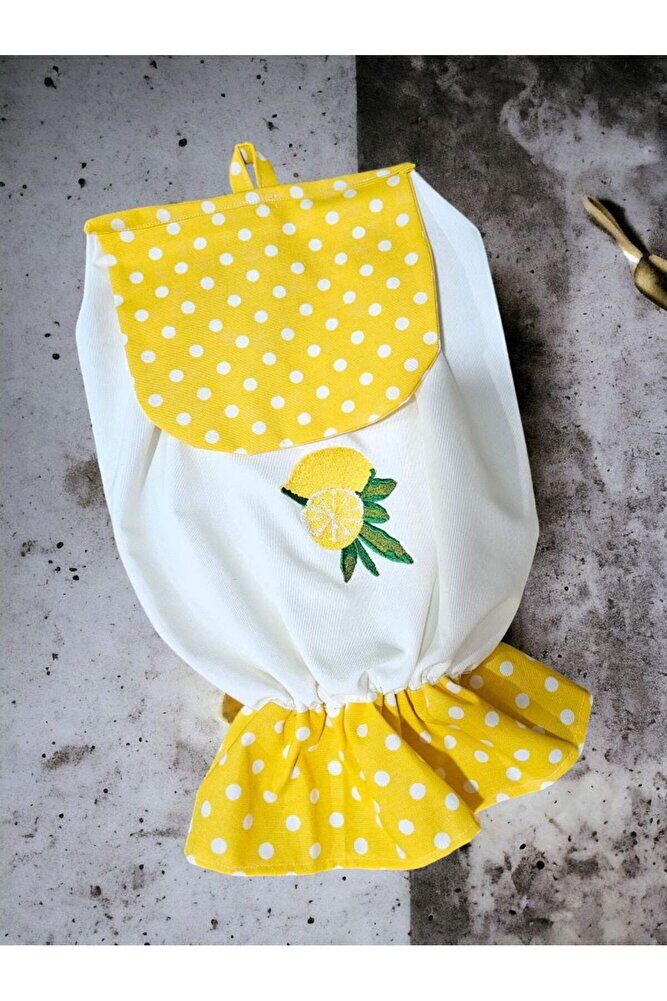 Limon Nakışlı ,Dertsiz Kumaş,Pileli, 2li Set(FIRIN ÖRTÜSÜ,POSETLİK)