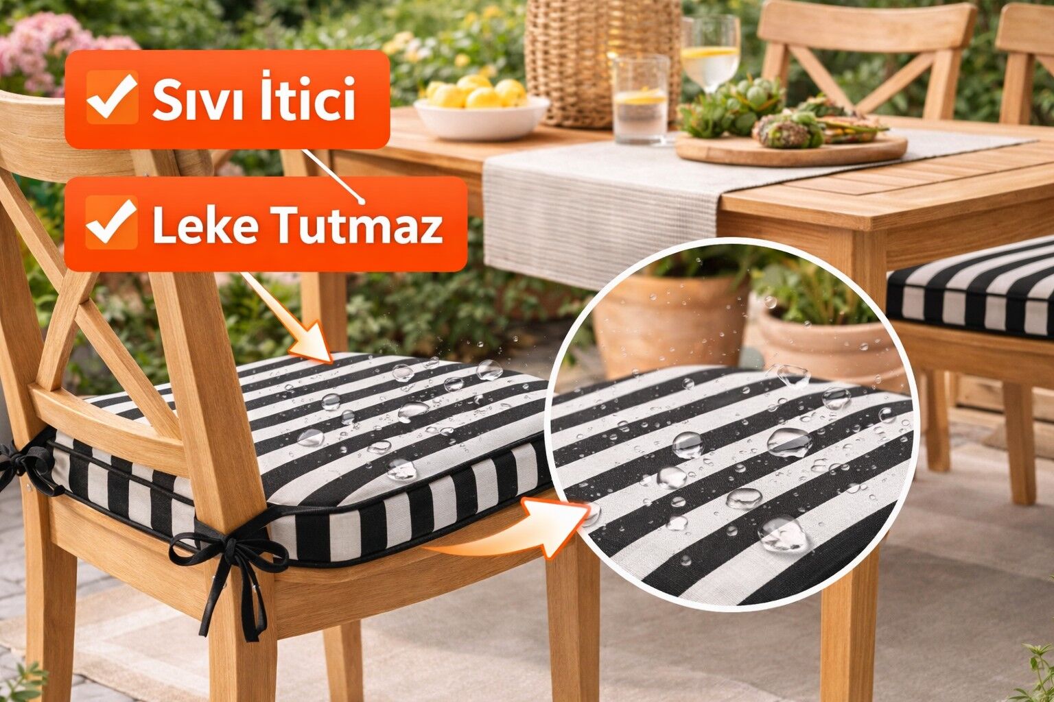 4 lü Siyah Biyeli Sandalye Minderi 40x40x5 cm – Leke Tutmaz Sıvı İtici –SET 4 AD.
