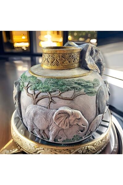 Fil Figürlü Vazo BEJ ESKITME ( 32 X 27 )