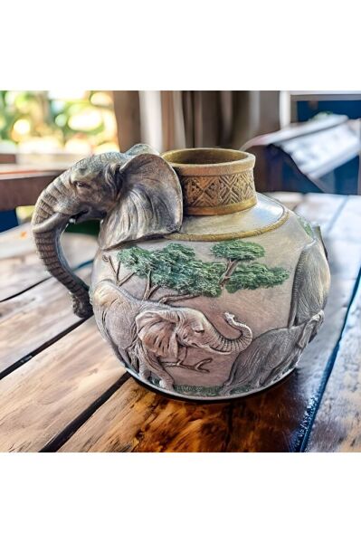 Fil Figürlü Vazo BEJ ESKITME ( 32 X 27 )