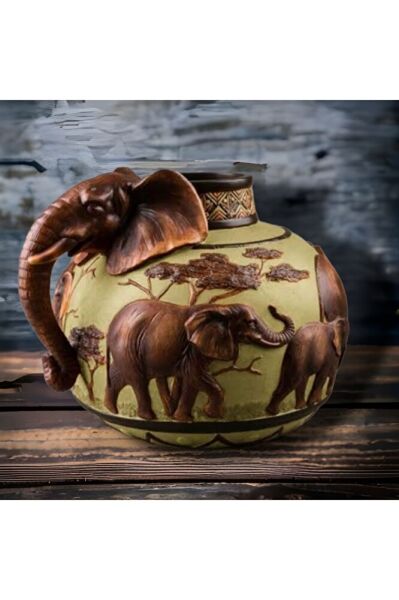 Fil Figürlü Vazo SARI ESKITME ( 32 X 27 )