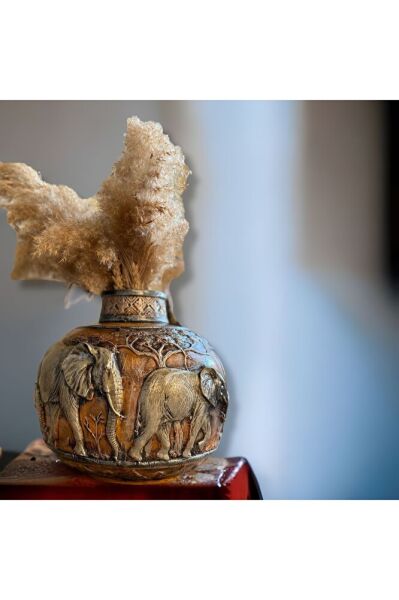 Fil Figürlü Vazo Turuncu ESKITME ( 32 X 27 )