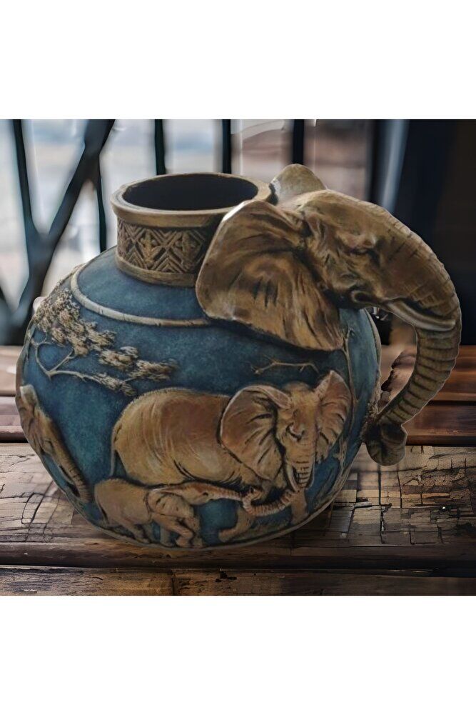 Fil Figürlü Vazo MAVI ESKITME ( 32 X 27 )