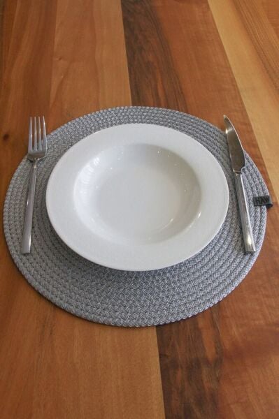 6 Adet Hasır Jüt Supla Gri