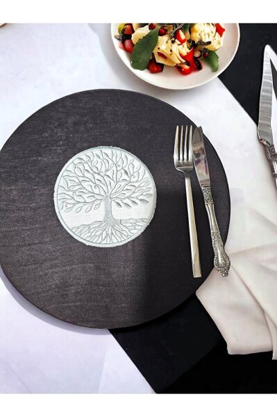 SİYAH Amerikan Servis HAYAT AĞACI Nakişli 2'li Supla