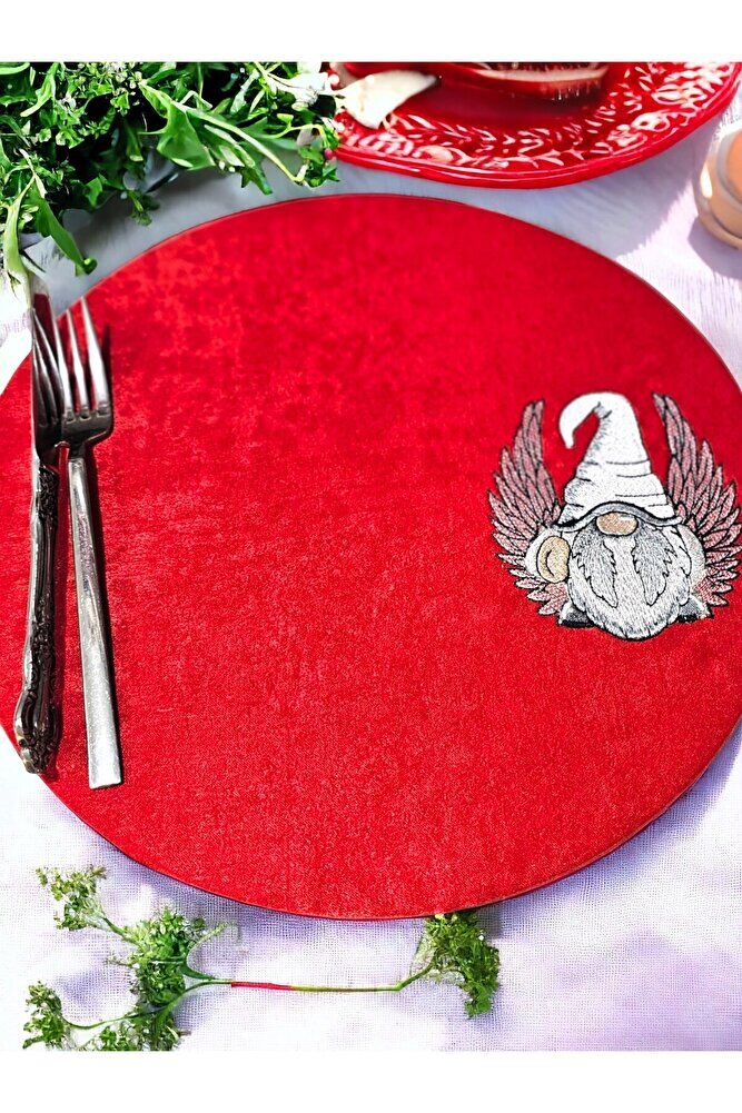 KIRMIZI Amerikan Servis GNOME Nakişli 2'li Supla