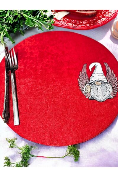 KIRMIZI Amerikan Servis GNOME Nakişli 2'li Supla