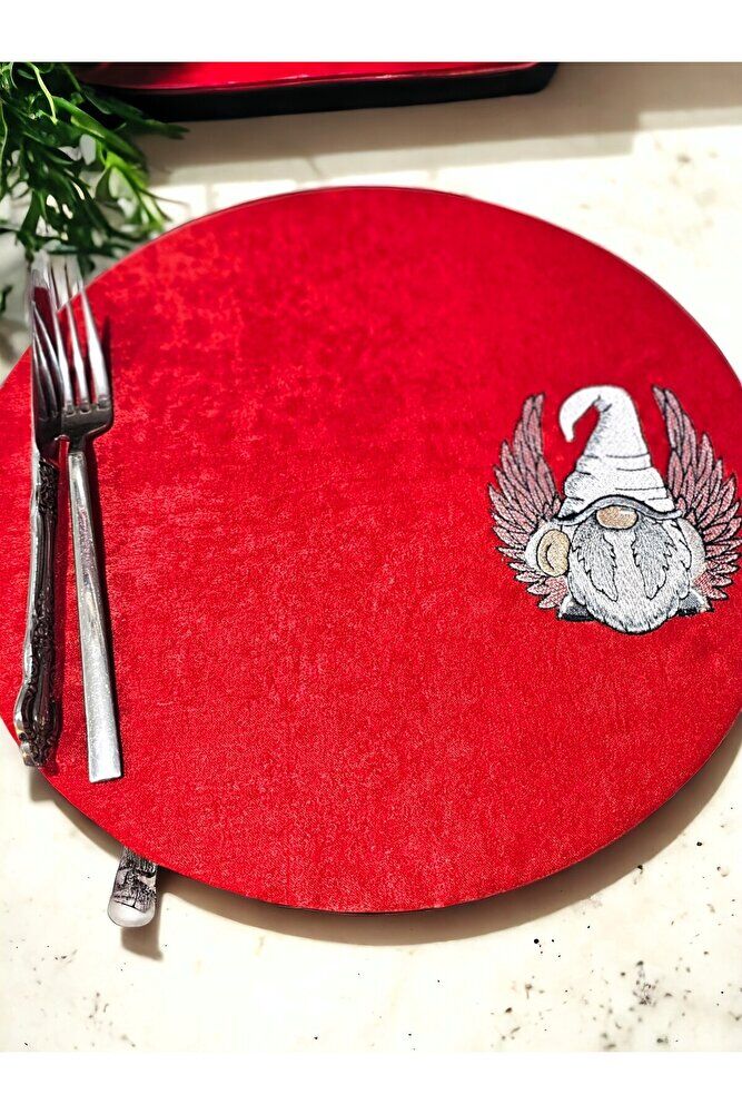 KIRMIZI Amerikan Servis GNOME Nakişli 2'li Supla