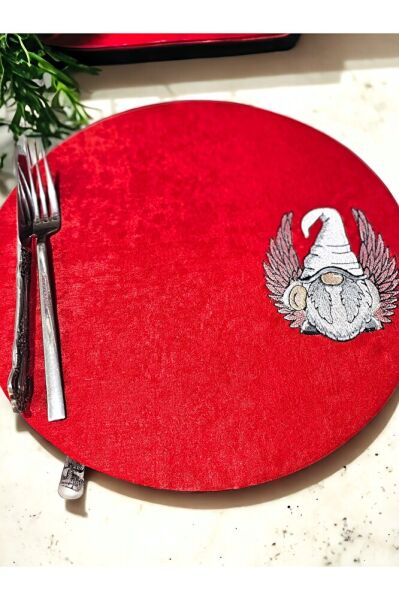 KIRMIZI Amerikan Servis GNOME Nakişli 2'li Supla