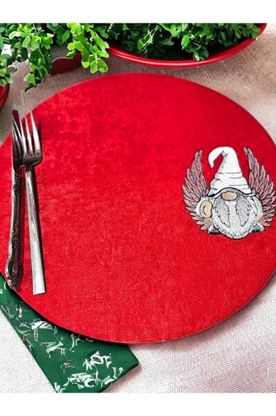 KIRMIZI Amerikan Servis GNOME Nakişli 2'li Supla