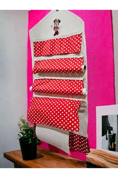 Minnie Nakışlı ,Dertsiz Kumaş,Pileli, 5'li Set(FIRIN ÖRTÜSÜ, ORGANİZER, EKMEKLİK, HAVLU,POSETLİK)