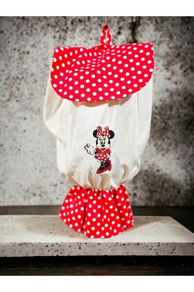 Minnie Nakışlı ,Dertsiz Kumaş,Pileli, 5'li Set(FIRIN ÖRTÜSÜ, ORGANİZER, EKMEKLİK, HAVLU,POSETLİK)