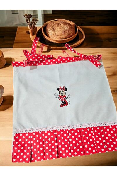 Minnie Nakışlı ,Dertsiz Kumaş,Pileli, 5'li Set(FIRIN ÖRTÜSÜ, ORGANİZER, EKMEKLİK, HAVLU,POSETLİK)