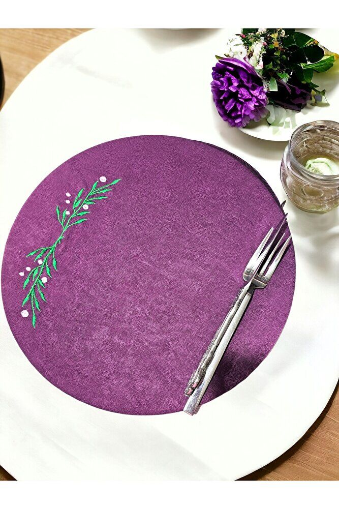 Mor Amerikan Servis Yaprakli Nakişli 2'li Supla