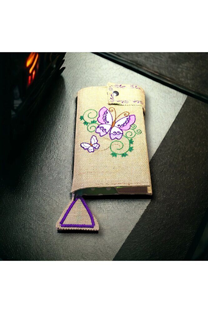 Kelebek Nakiş İşlemeli? Ki?tap & Defter Kilifi