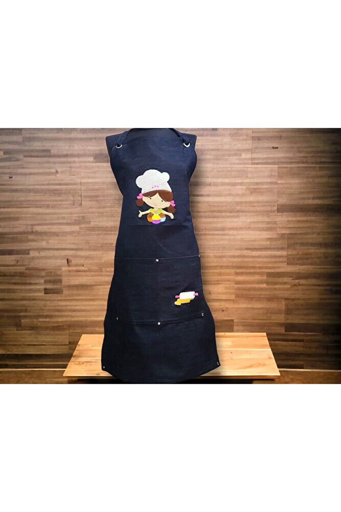 Aşci Kiz Nakişli Kot Önlük