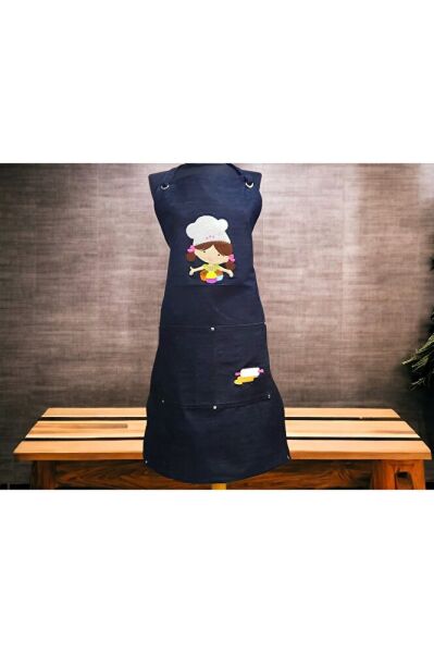 Aşci Kiz Nakişli Kot Önlük