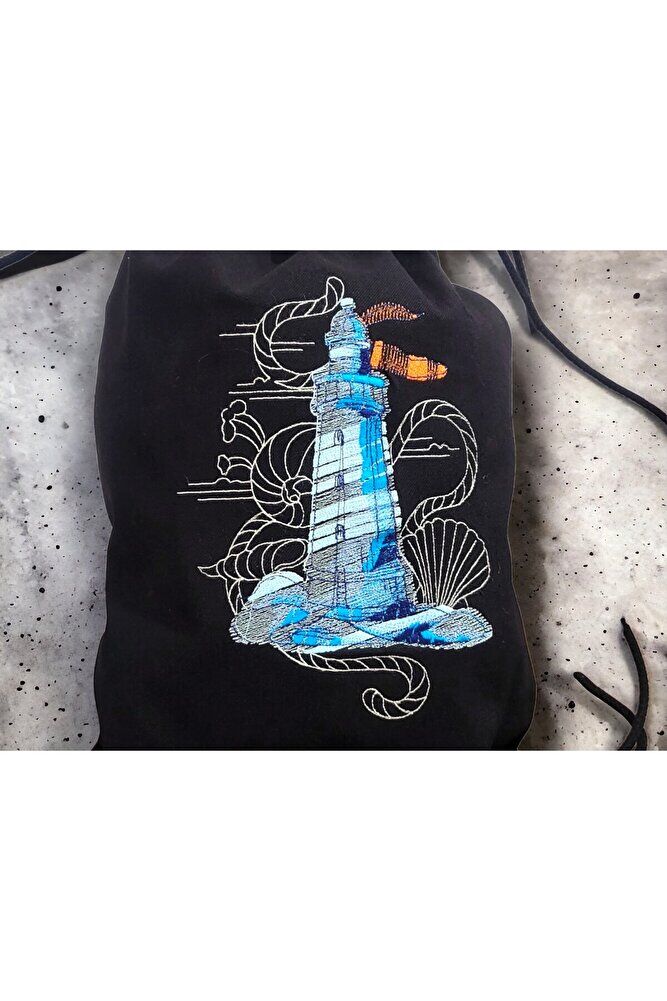 Deni?z Feneri? Nakiş İşleme Büzgülü ( Torba ) Sirt Çantasi