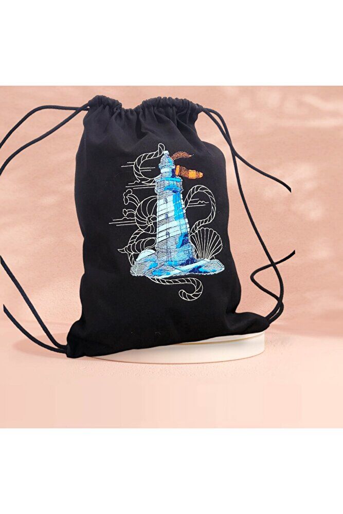 Deni?z Feneri? Nakiş İşleme Büzgülü ( Torba ) Sirt Çantasi