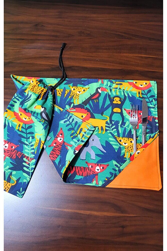 Shules orman desenli Leke Tutmaz 2 li Çoçuk yemek seti Amerikan Servis