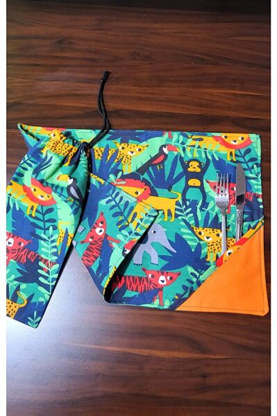 Shules orman desenli Leke Tutmaz 2 li Çoçuk yemek seti Amerikan Servis