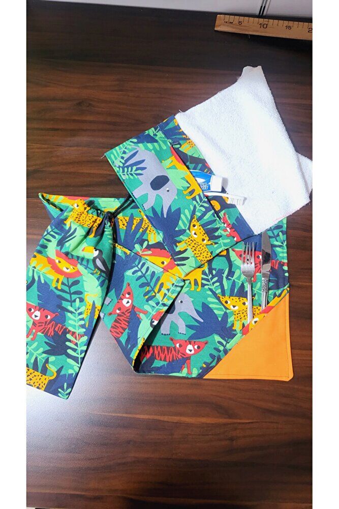 Shules orman desenli Leke Tutmaz Çoçuk yemek seti Amerikan Servis