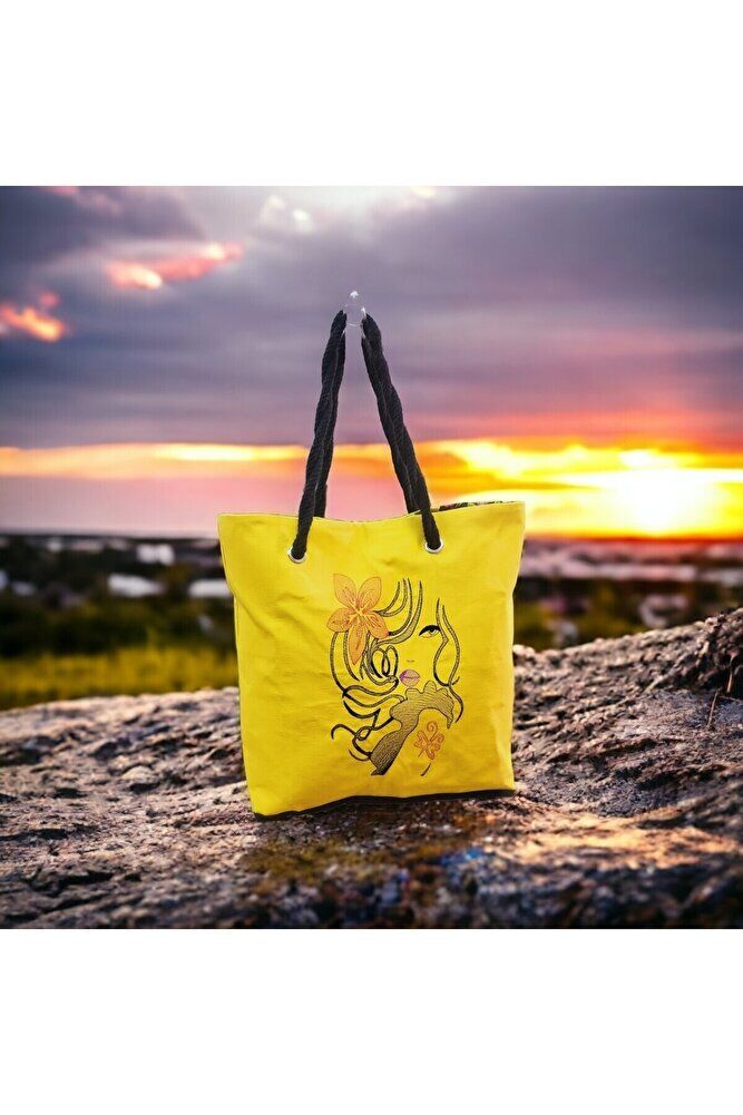 Kadin Fi?gürlü Sari Çanta